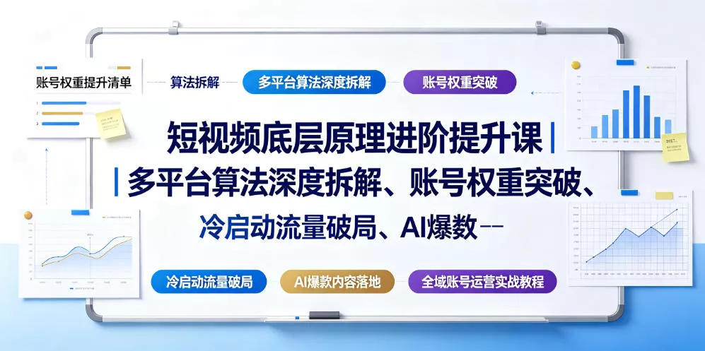 短视频底层原理进阶提升课｜多平台算法深度拆解、账号权重突破、冷启动流量破局、AI爆款内容落地与全域账号运营实战教程 - 来及网络