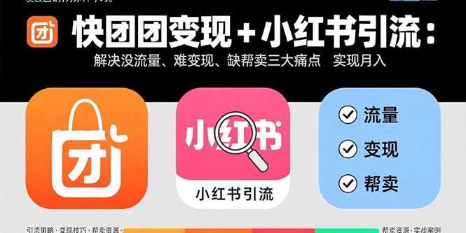 （15877期）快团团变现+小红书引流：解决没流量、难变现、缺帮卖三大痛点 实现月入3w+ - 来及网络