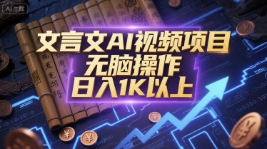 文言文AI视频项目，无脑操作，日入1K以上 - 来及网络
