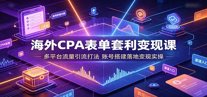 海外CPA表单套利变现课：多平台流量引流打法，账号搭建落地变现实操 - 来及网络