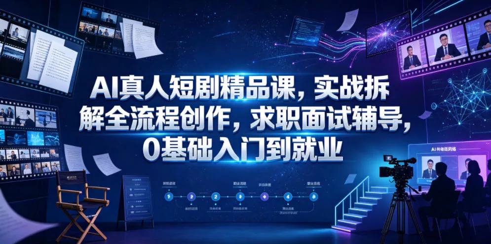 AI真人短剧精品课，实战拆解全流程创作，求职面试辅导，0基础入门到就业 - 来及网络