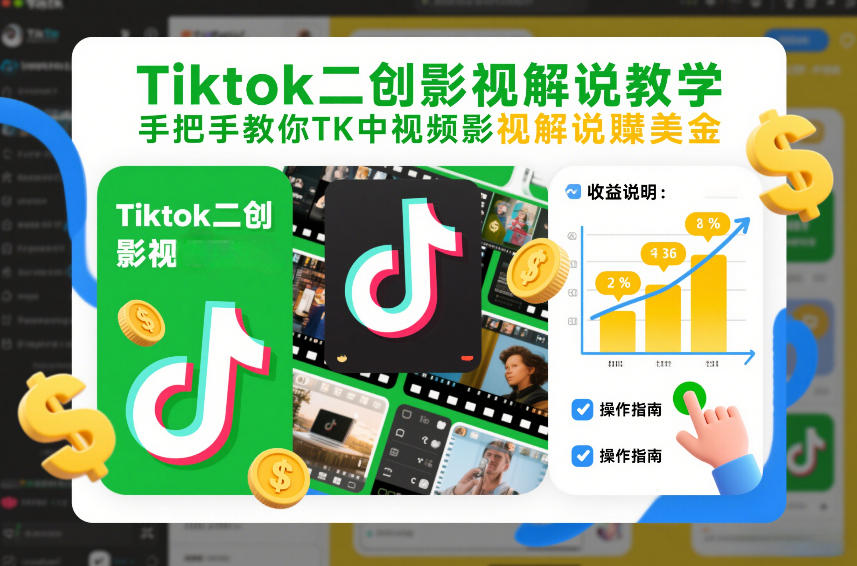 Tiktok二创影视解说教学，手把手教你TK中视频影视解说賺美金（更新26年1月） - 来及网络