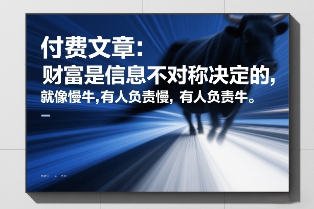 付费文章：财富是信息不对称决定的，就像慢牛，有人负责慢，有人负责牛 - 来及网络