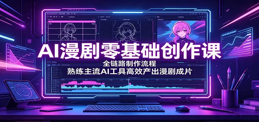 AI漫剧零基础创作课：全链路制作流程，熟练主流AI工具高效产出漫剧成片 - 来及网络