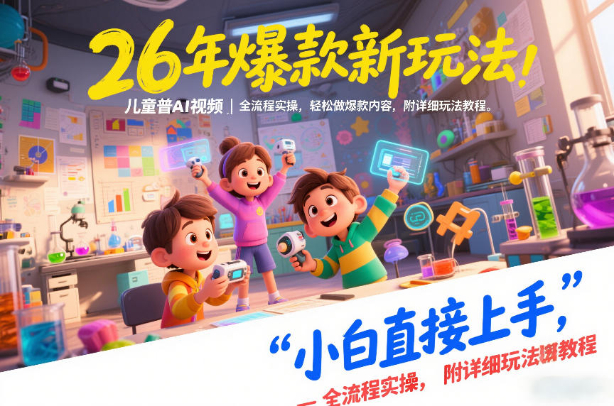 26年爆款新玩法，儿童科普AI视频，全流程实操，轻松做爆款内容，小白直接上手，附详细玩法教程 - 来及网络