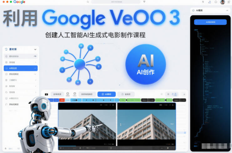 利l用Google Veo 3创建人工智能AI生成式电影制作课程，使用人工智能的力量创建令人惊叹的视频 - 来及网络