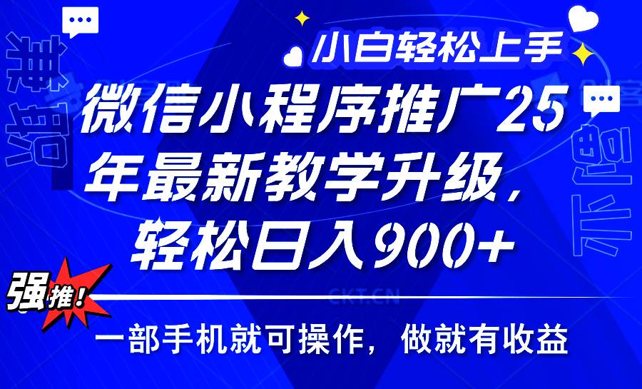 （14084期）2025年微信小程序推广，最新教学升级，轻松日入900+，小白宝妈轻松上手… - 来及网络