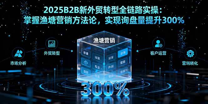 （16129期）2025B2B新外贸转型全链路实操：掌握渔塘营销方法论，实现询盘量提升300% - 来及网络
