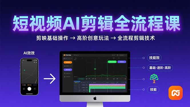 （15647期）短视频AI剪辑技能，从剪映基础操作到高阶创意玩法，全流程剪辑技术 - 来及网络