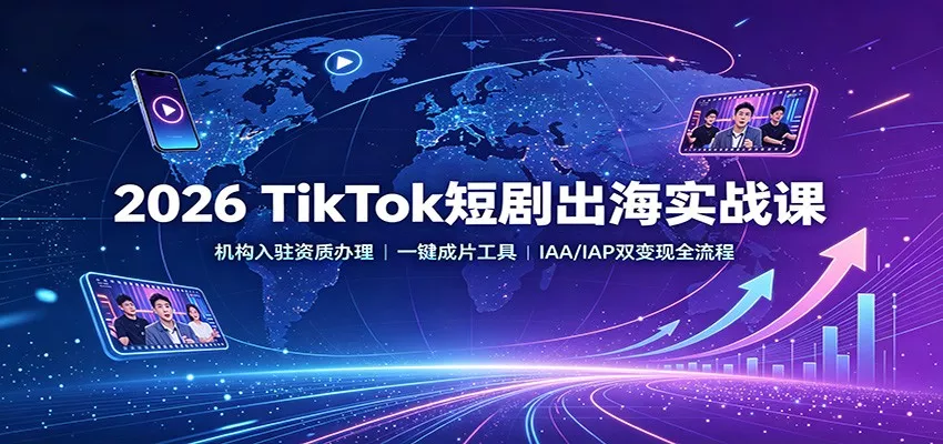 2026 TikTok短剧出海实战课：机构入驻资质办理，一键成片工具，IAA/IAP双变现全流程 - 来及网络