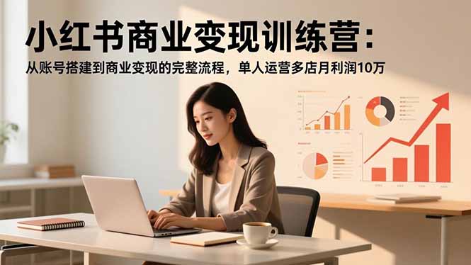 小红书商业变现训练营：从账号搭建到商业变现的完整流程，单人运营多店月利润10万 - 来及网络