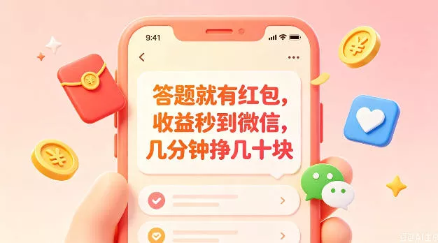 答题就有红包，收益秒到微信，几分钟挣几十块，学生党上班族宝妈都可以玩【揭秘】 - 来及网络