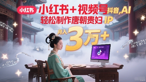 小红书+视频号+抖音，AI轻松制作唐朝贵妇IP，每天30分钟，轻松产出N条，月入3W+ - 来及网络