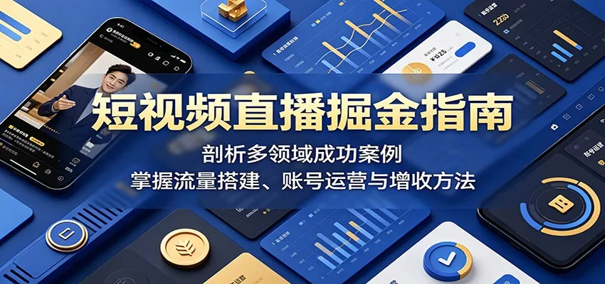 短视频直播掘金指南：剖析多领域成功案例，掌握流量搭建、账号运营与增收方法 - 来及网络