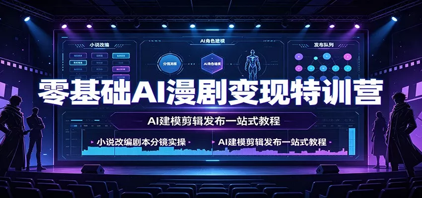 零基础AI漫剧变现特训营：小说改编剧本分镜实操，AI建模剪辑发布一站式教程 - 来及网络