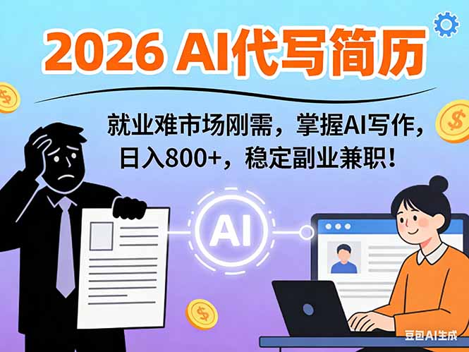 AI代写简历，超暴利，用万能模板月入1-3万实战教程，2026年市场刚需！ - 来及网络