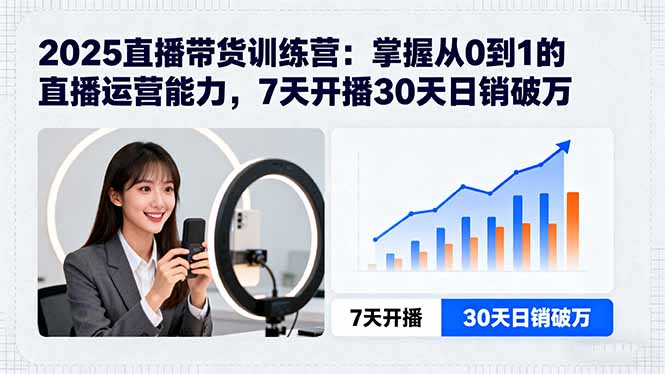 2025直播带货训练营：掌握从0到1的直播运营能力，7天开播30天日销破万 - 来及网络