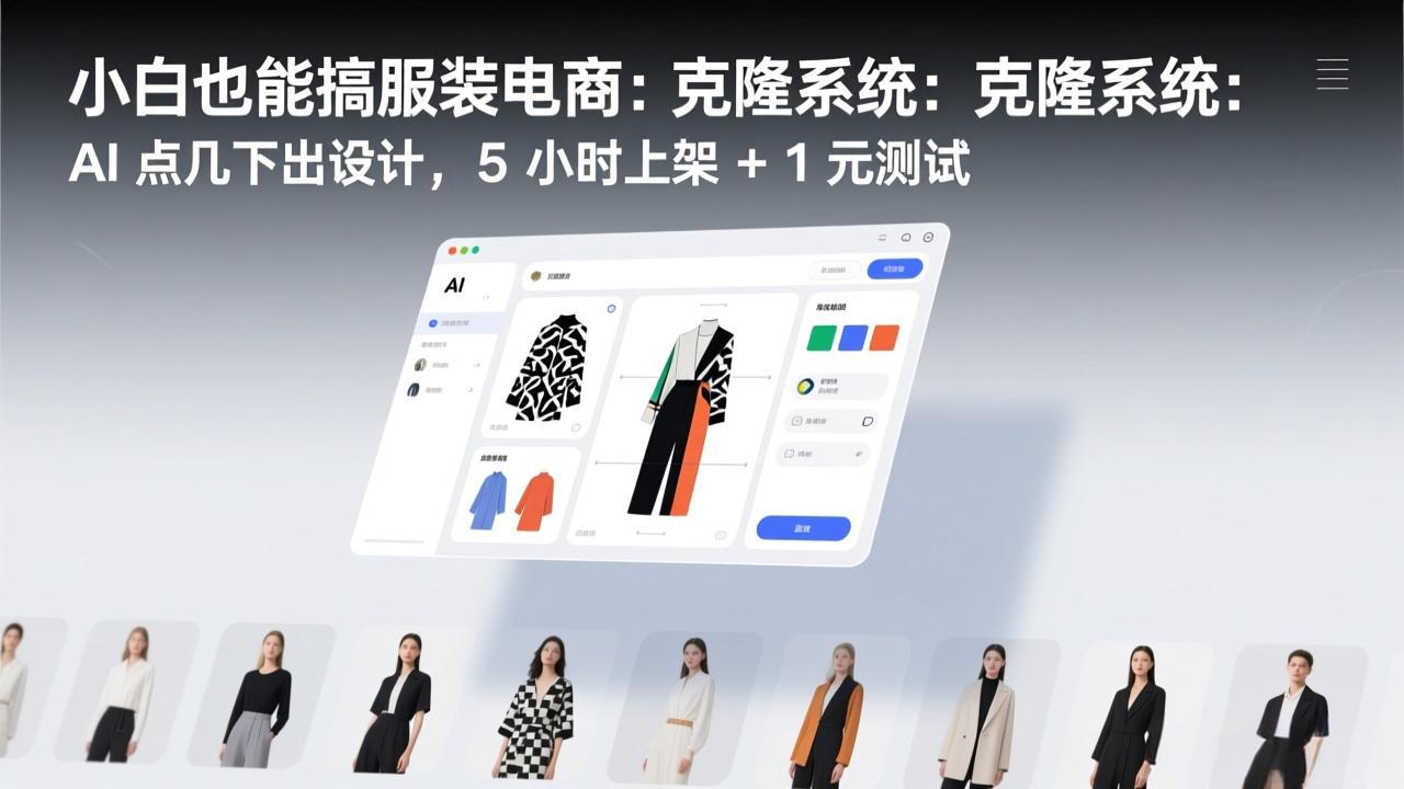 小白也能搞服装电商：克隆系统：AI 点几下出设计，5 小时上架 + 1 元测试 - 来及网络