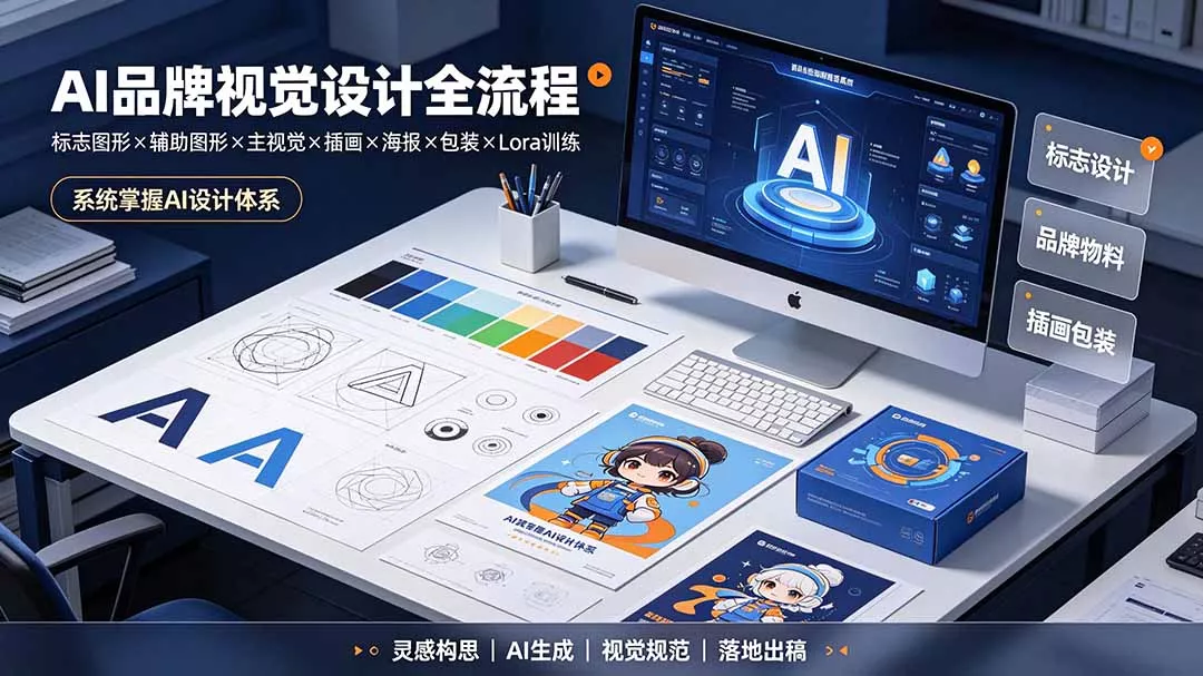 AI品牌视觉设计全流程：标志图形×辅助图形×主视觉×插画×海报×包装×Lora训练，系统掌握AI设计体系 - 来及网络