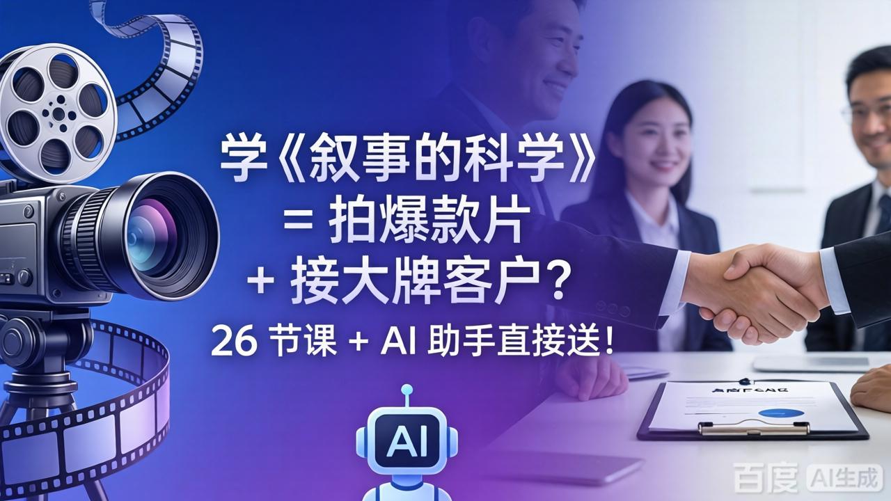 学《叙事的科学》= 拍爆款片 + 接大牌客户？26 节课 + AI 助手直接送！ - 来及网络