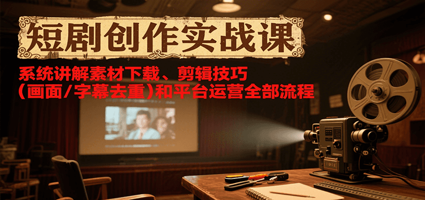 短剧创作实战课，系统讲解素材下载、剪辑技巧（画面/字幕去重）和平台运营全部流程 - 来及网络