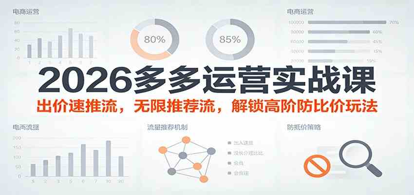 2026多多运营实战课：出价速推流，无限推荐流，解锁高阶防比价玩法（更新） - 来及网络