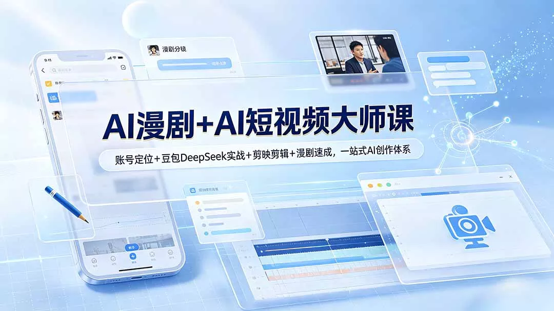 AI漫剧+AI短视频大师课：账号定位+豆包DeepSeek实战+剪映剪辑+漫剧速成，一站式AI创作体系 - 来及网络