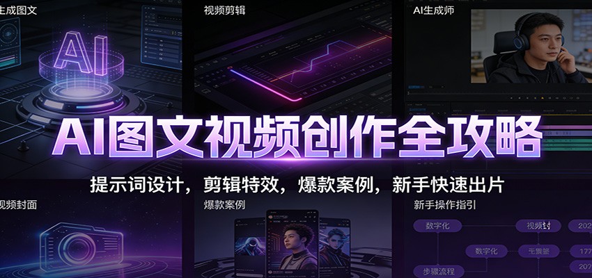 AI图文视频创作全攻略：提示词设计，剪辑特效，爆款案例，新手快速出片 - 来及网络