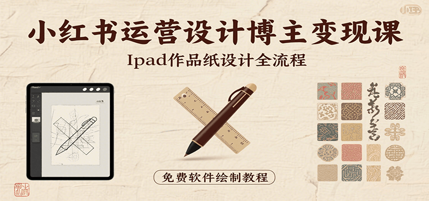 小红书运营设计博主变现课：iPad 上手作品纸设计，含全流程及细节技巧，避坑少绕路 - 来及网络