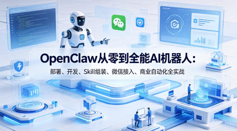 OpenClaw从零到全能AI机器人：部署、开发、Skill组装、微信接入、商业自动化全实战 - 来及网络