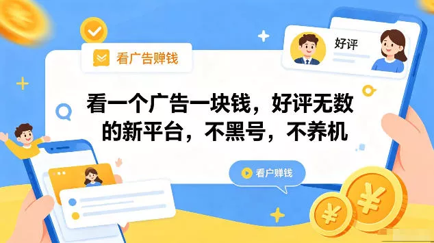 看一个广告一块钱，好评无数的新平台，不黑号，不养机，一部手机一天撸几十，可矩阵【揭秘】 - 来及网络