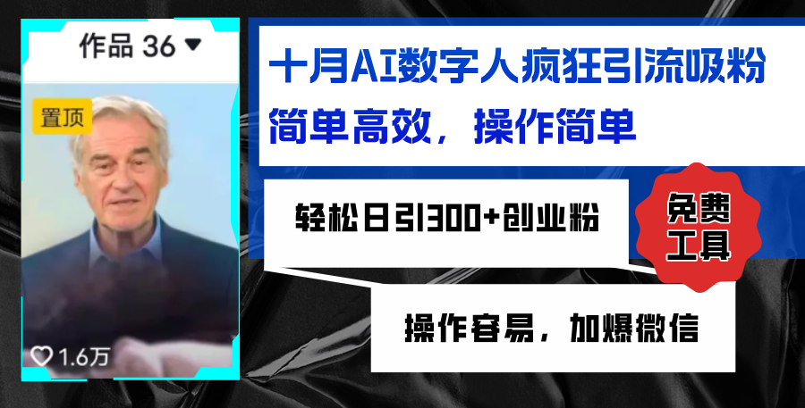 （12963期）AI数字人疯狂引流吸粉，简单高效，日引300+创业粉 ，操作容易，加爆微信 - 来及网络