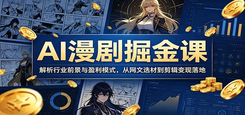 AI漫剧掘金课：解析行业前景与盈利模式，从网文选材到剪辑变现落地 - 来及网络