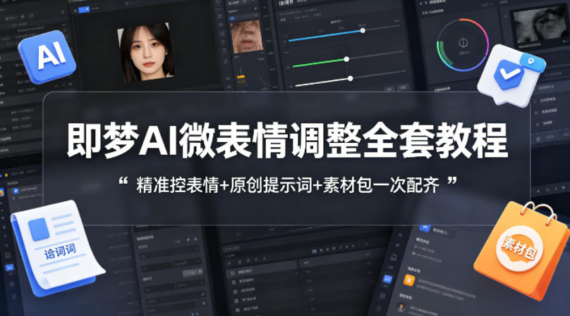 即梦AI微表情调整全套教程，精准控表情+原创提示词+素材包一次配齐 - 来及网络