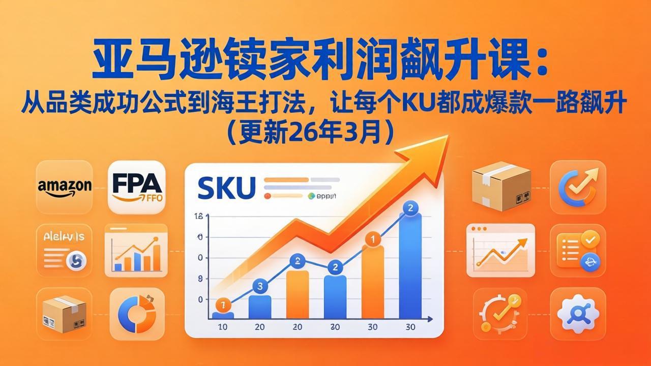 亚马逊卖家利润飙升课：从品类成功公式到海王打法，让每个SKU都成爆款一路飙升(更新26年3月 - 来及网络