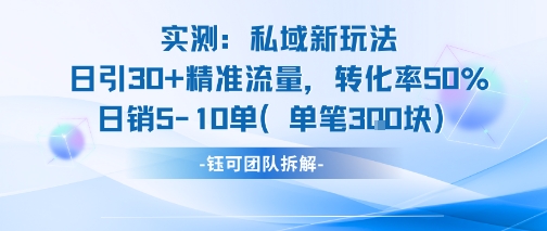 实测私域新玩法日引30加精准流量转化率50%日销5-10单每笔3张 - 来及网络