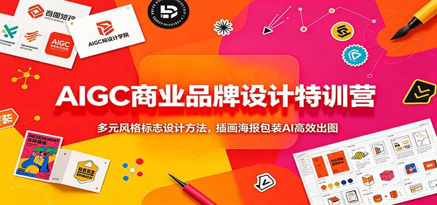 AIGC商业品牌设计特训营：多元风格标志设计方法，插画海报包装AI高效出图 - 来及网络
