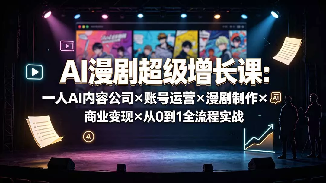 AI漫剧超级增长课：一人AI内容公司×账号运营×漫剧制作×商业变现×从0到1全流程实战 - 来及网络