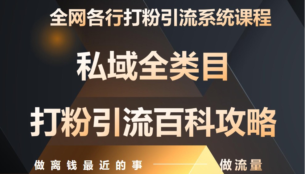 月入9万：全网唯一私域打粉引流神课，零基础手把手带你引流变现 - 来及网络