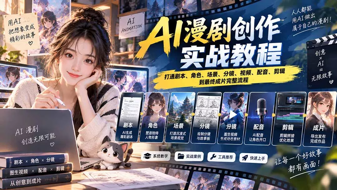 2026 AI漫剧创作实战教程：打通剧本、角色、场景、分镜、视频、配音、剪辑到最终成片完整流程 - 来及网络