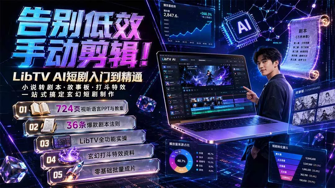 告别低效手动剪辑！LibTV AI短剧入门到精通，小说转剧本方法，故事板打斗特效一站式搞定玄幻短剧制作 - 来及网络