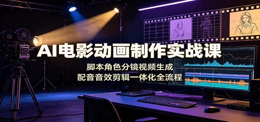 AI电影动画制作实战课：脚本角色分镜视频生成，配音音效剪辑一体化全流程 - 来及网络