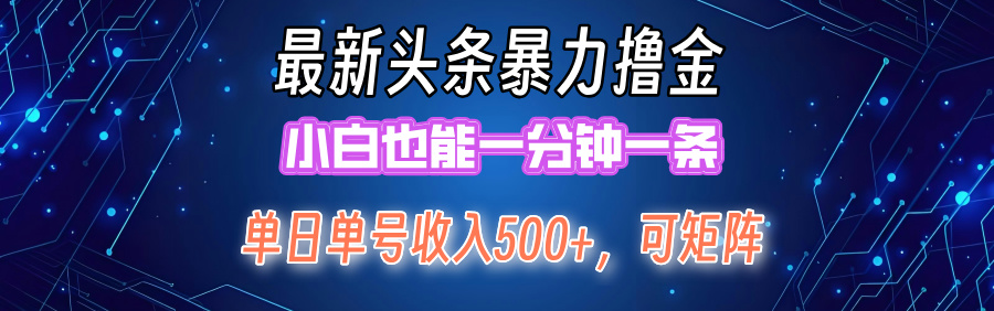 （12380期）最新暴力头条掘金日入500+，矩阵操作日入2000+ ，小白也能轻松上手！ - 来及网络