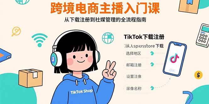 （15708期）跨境电商主播入门课，TikTok下载注册，支付工具配置，社媒账号管理全流程 - 来及网络