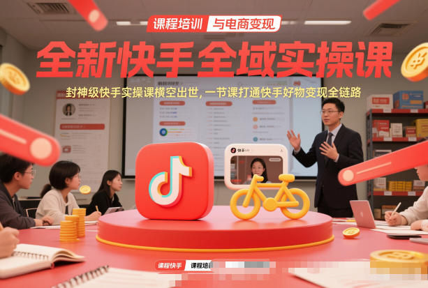 全新快手全域实操课，封神级快手实操课横空出世，一节课打通快手好物变现全链路 - 来及网络