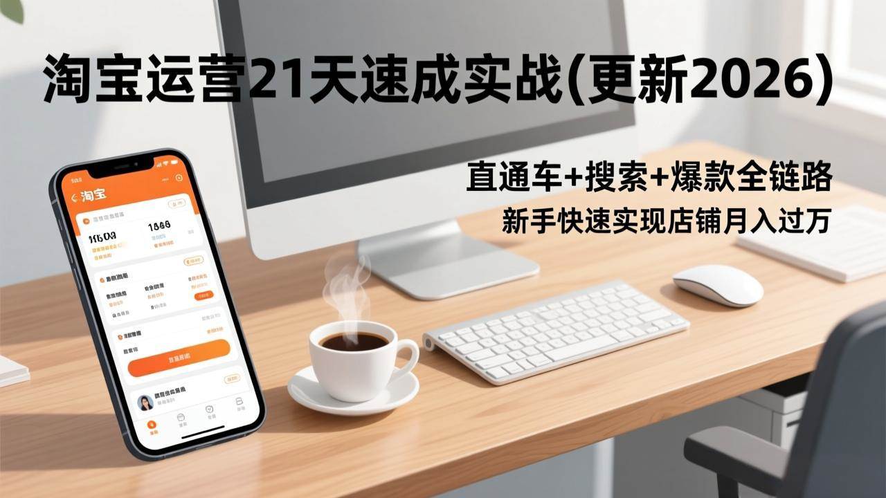 （17201期）淘宝运营21天速成实战(更新2026)，直通车+搜索+爆款全链路，新手快速实现店铺月入过万 - 来及网络
