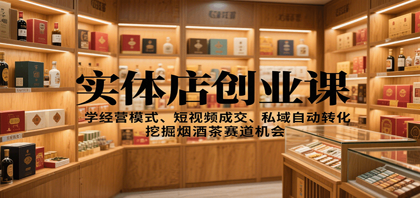 实体店创业课：学经营模式、短视频成交、私域自动转化，挖掘烟酒茶赛道机会 - 来及网络