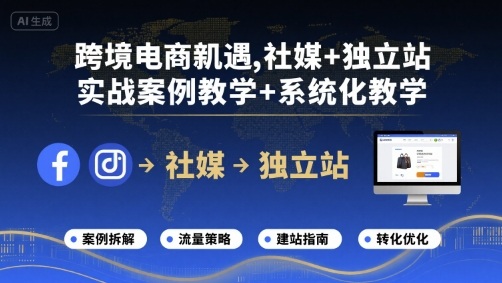 跨境电商新机遇，社媒+独立站，实战案例教学+系统化教学 - 来及网络