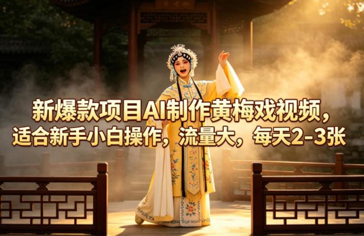 新爆款项目AI制作黄梅戏视频，适合新手小白操作，流量大，每天2-3张 - 来及网络