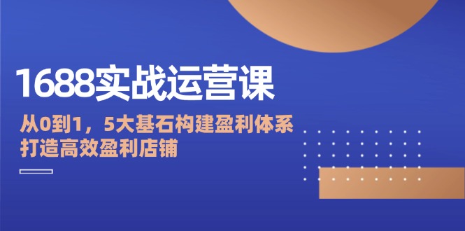 （12482期）1688实战运营课：从0到1，5大基石构建盈利体系，打造高效盈利店铺 - 来及网络